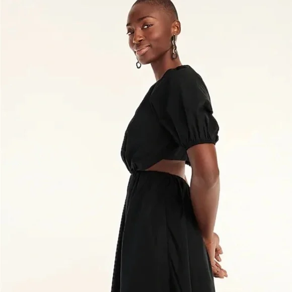NWT J.Crew Side-Cutout Cotton Poplin Dress black sz 8 - Picture 3 of 15